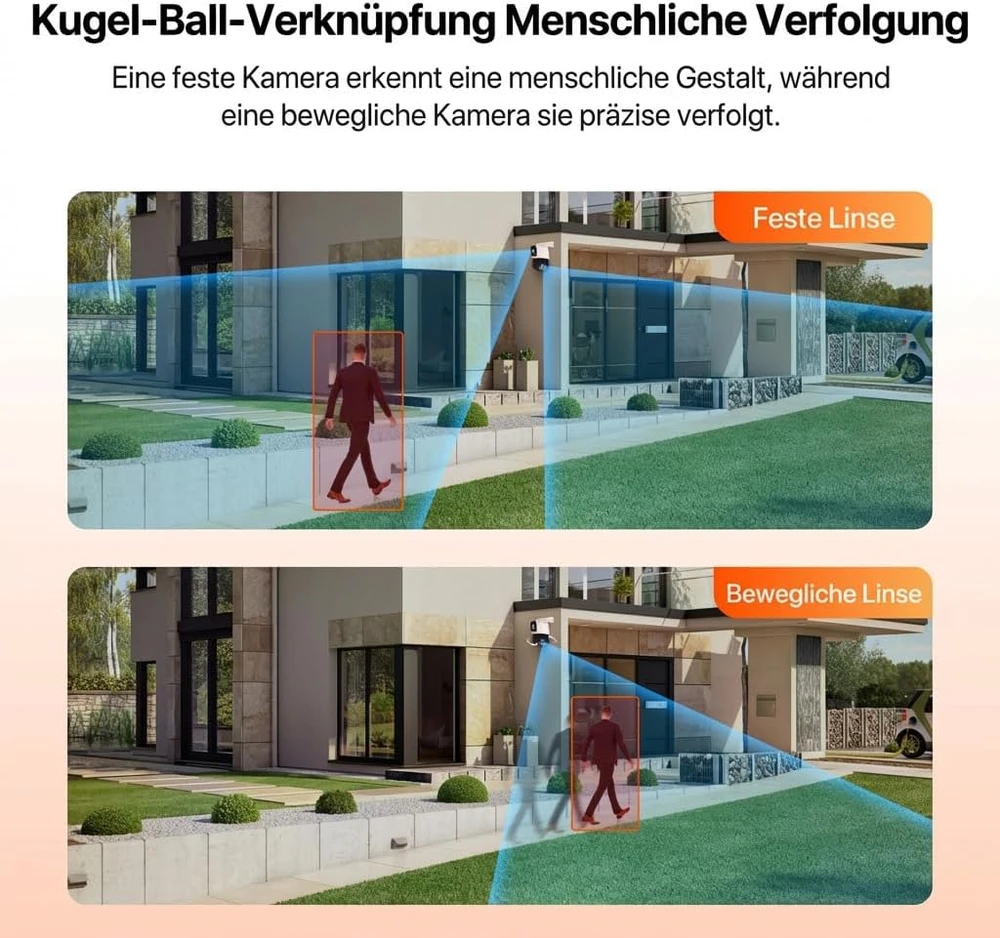 Tenda lauko stebėjimo kamera su dviem 5 MP objektyvais, Wi-Fi, PTZ, IP65, CH10
