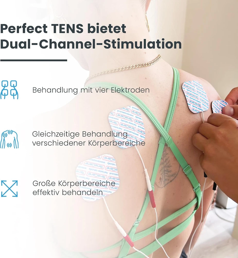 TensCare TENS elektrostimuliatorius skausmui malšinti, 2 kanalų, 16 elektrodų, K-PERFECTSF150-DE