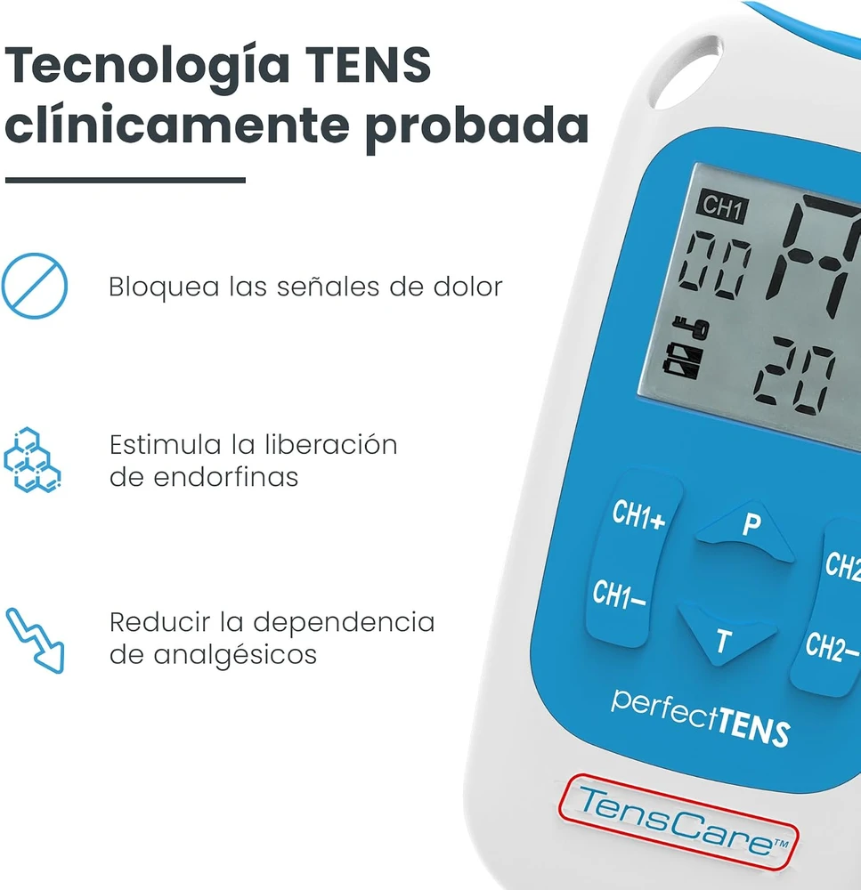 TensCare TENS elektrostimuliatorius skausmui malšinti, 2 kanalų Perfect Tens