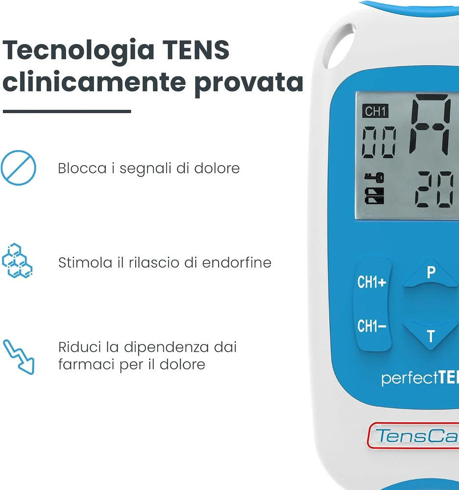 TensCare TENS skausmo malšinimo aparatas su 8 programomis ir pirštine PERFECT TENS+ GLOVE IT