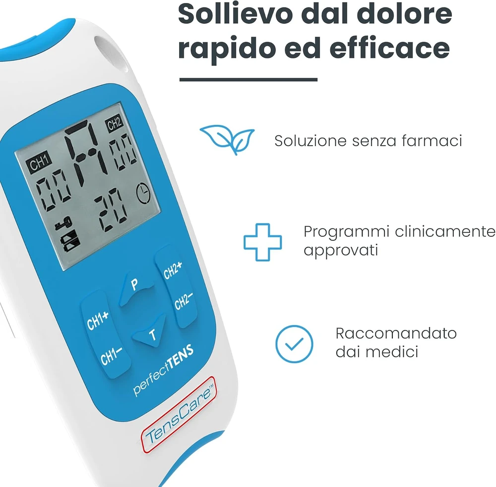 TensCare TENS skausmo malšinimo aparatas su 8 programomis ir pirštine PERFECT TENS+ GLOVE IT