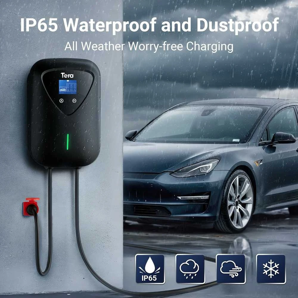 Tera TE-A04-BK namų EV įkrovimo stotelė 11 kW, 3 fazių, Type 2, 6.5 m kabelis