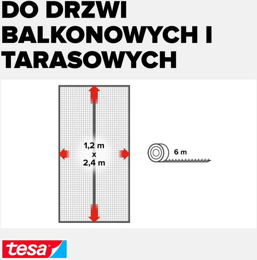 Tesa magnetinė durų užuolaida nuo vabzdžių su magnetais, 2,4 m x 1,2 m, antracito spalvos
