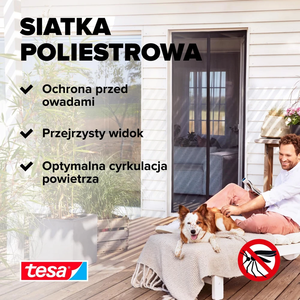 Tesa magnetinė durų užuolaida nuo vabzdžių su magnetais, 2,4 m x 1,2 m, antracito spalvos