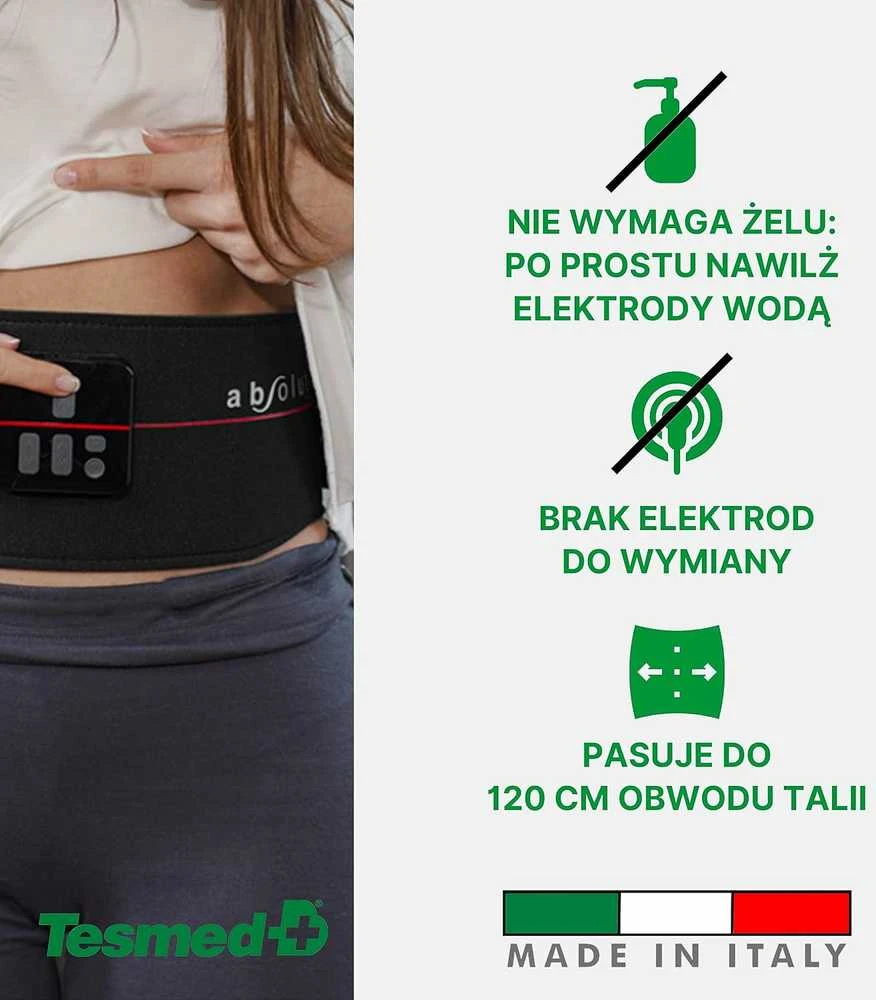 TESMED Absolute pilvo raumenų elektrostimuliacijos diržas, 15 programų, USB įkrovimas
