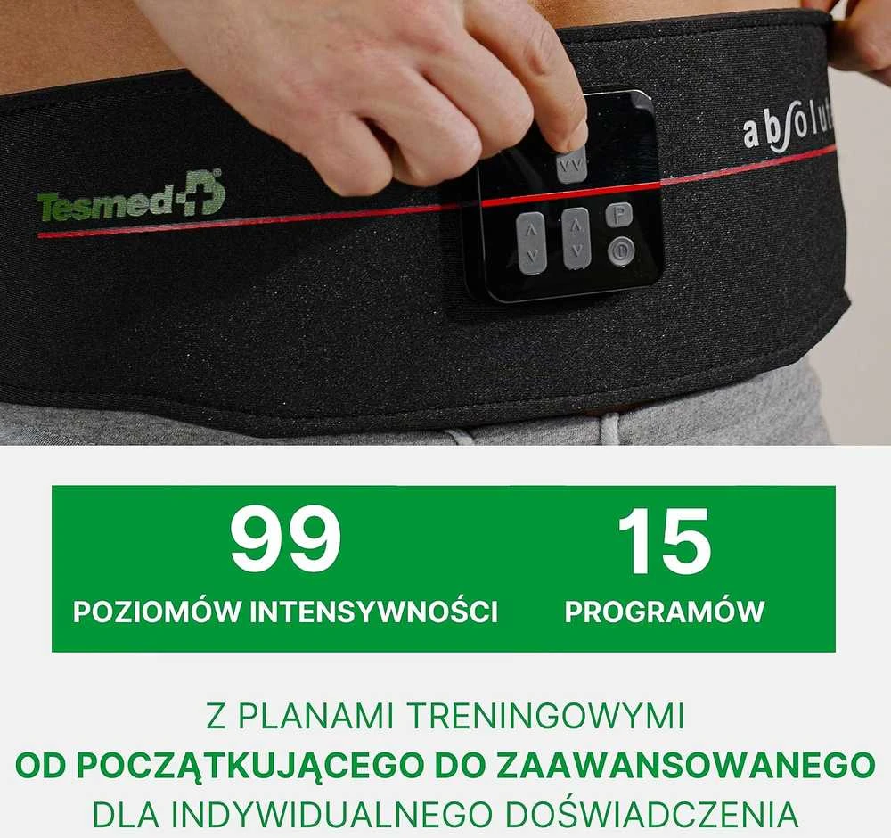 TESMED Absolute pilvo raumenų elektrostimuliacijos diržas, 15 programų, USB įkrovimas