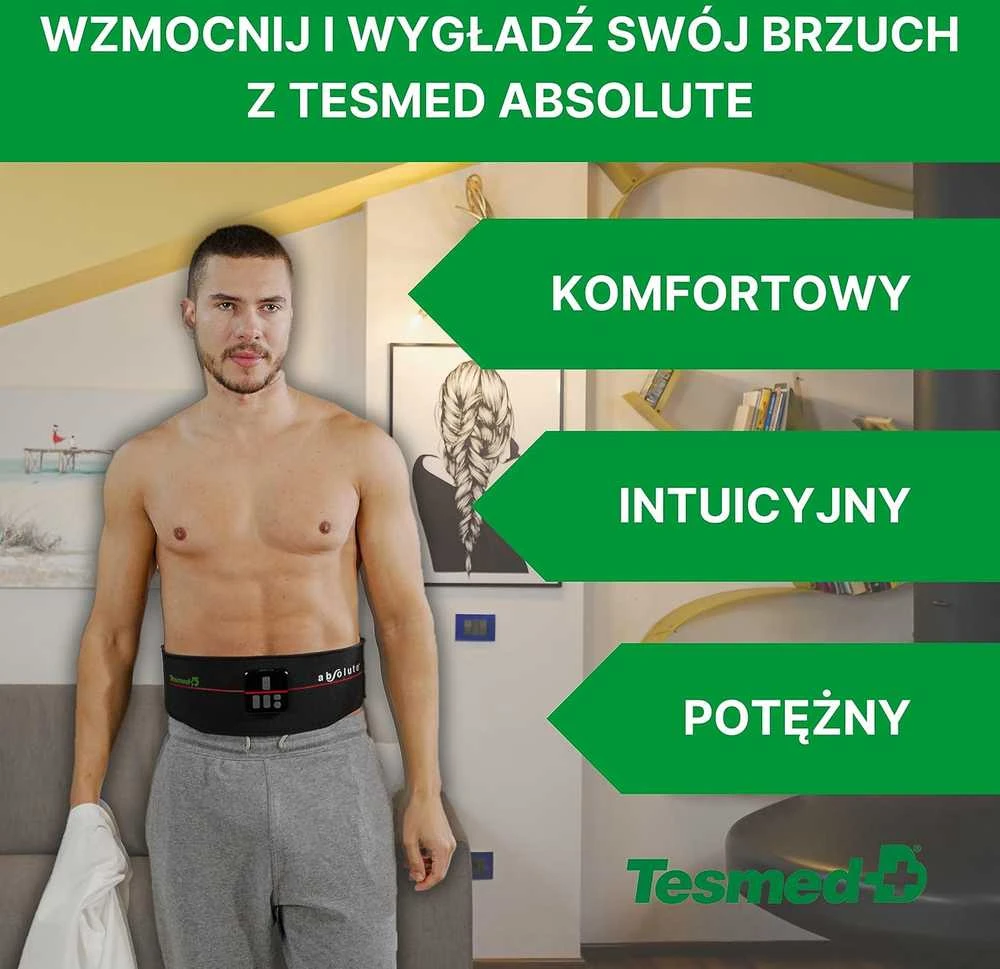 TESMED Absolute pilvo raumenų elektrostimuliacijos diržas, 15 programų, USB įkrovimas