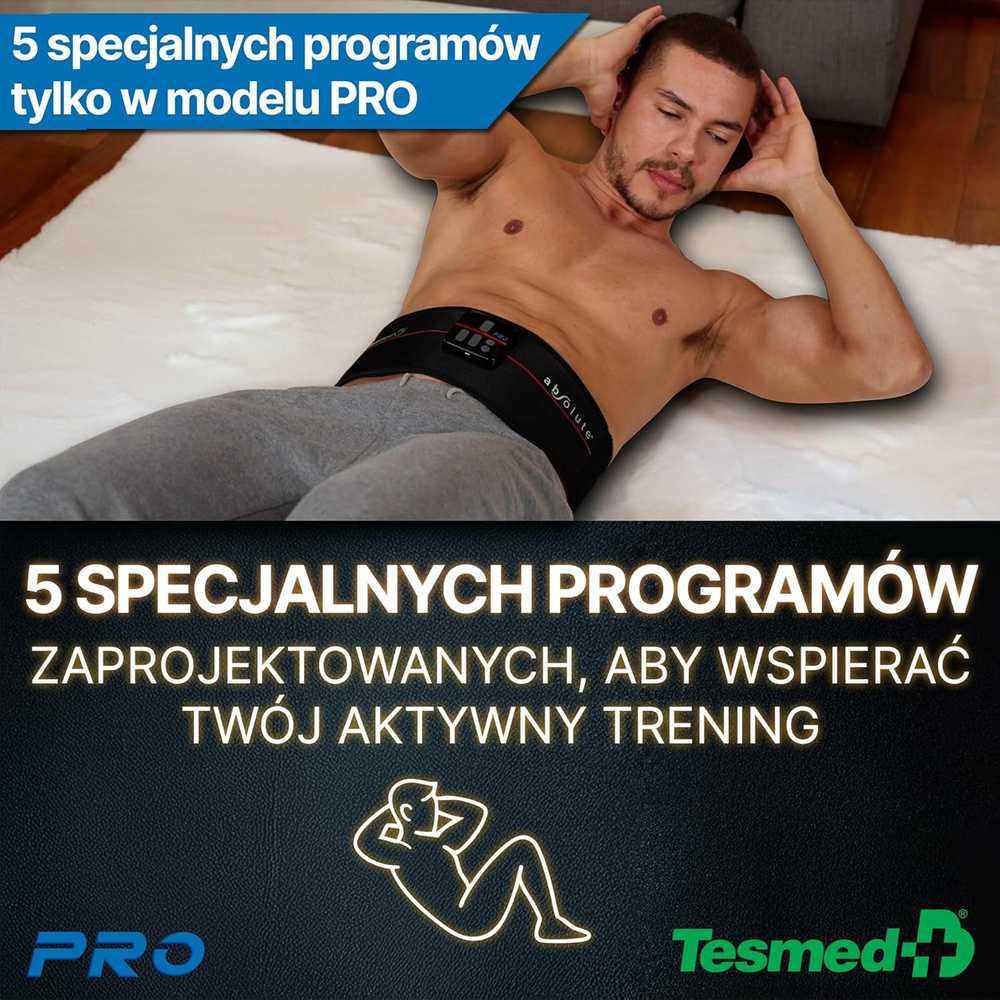 TESMED Absolute Pro pilvo raumenų elektrostimuliacijos diržas, USB įkrovimas, 99 lygiai