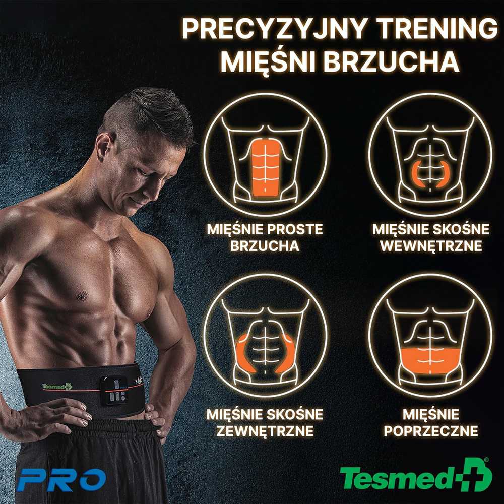 TESMED Absolute Pro pilvo raumenų elektrostimuliacijos diržas, USB įkrovimas, 99 lygiai