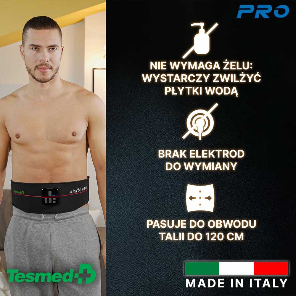 TESMED Absolute Pro pilvo raumenų elektrostimuliacijos diržas, USB įkrovimas, 99 lygiai