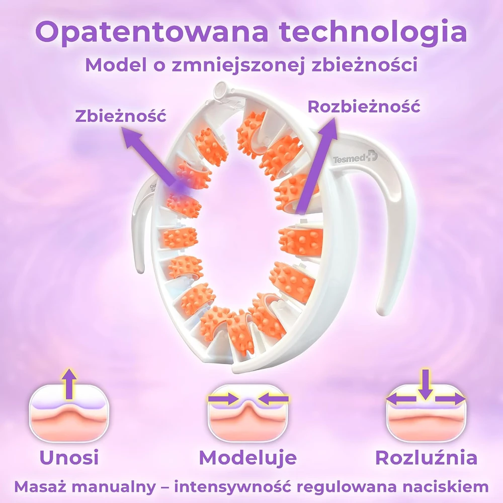 TESMED rankinis anticeliulitinis masažuoklis su patentuotais voleliais, ergonomiškas, Cellulite Smooth