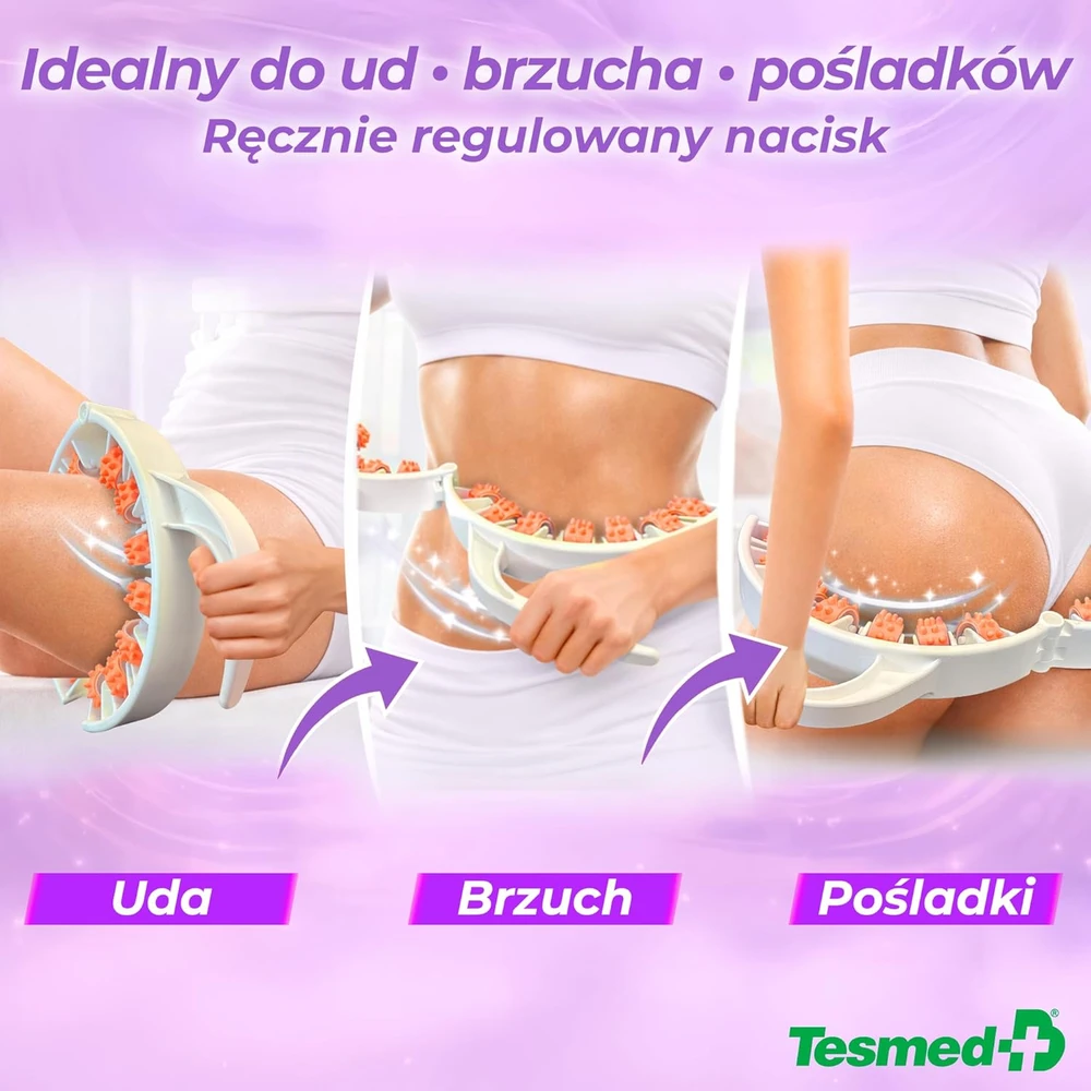 TESMED rankinis anticeliulitinis masažuoklis su patentuotais voleliais, ergonomiškas, Cellulite Smooth