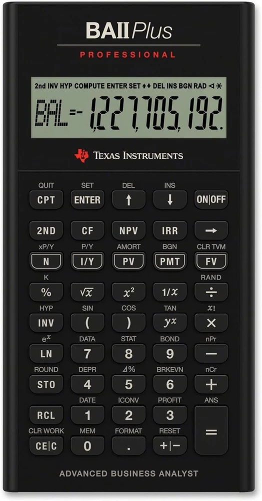 Texas Instruments finansinis skaičiuotuvas su LCD ekranu BA II Plus Professional