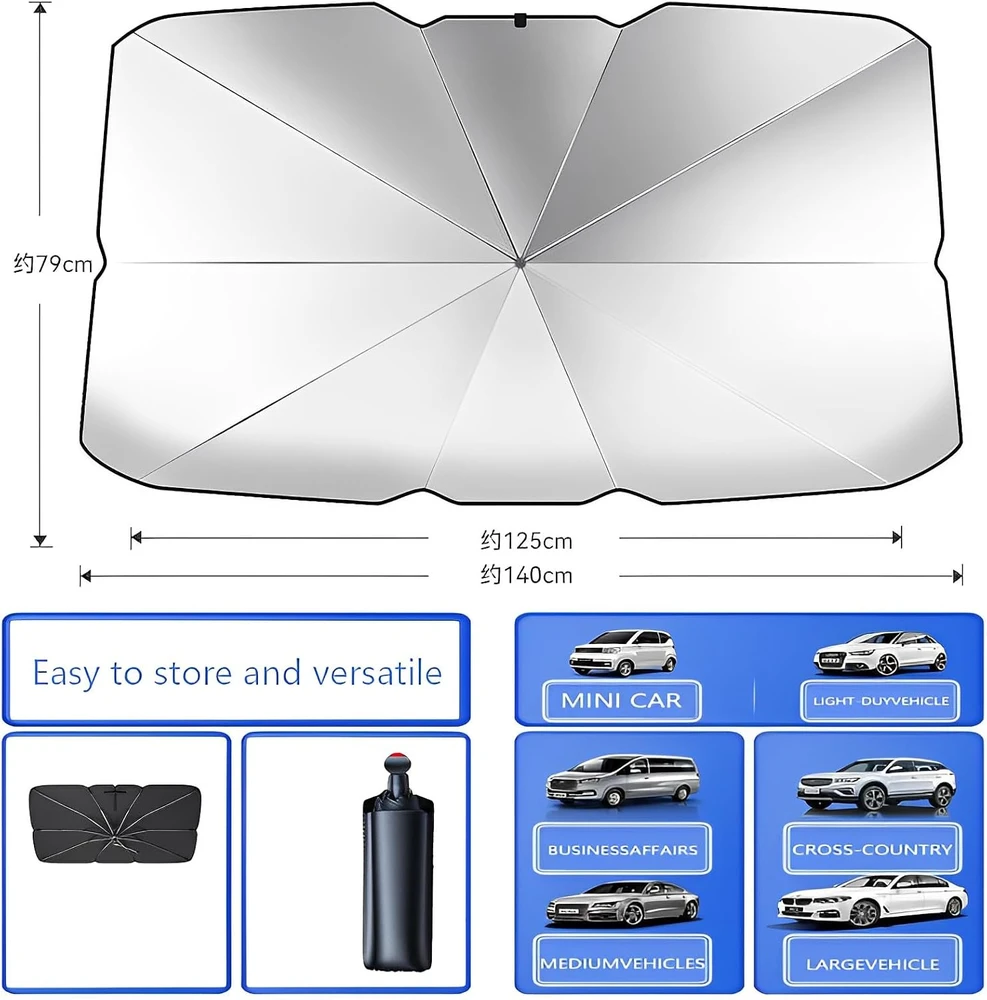 TFSZE automobilio priekinio stiklo skėtis nuo saulės, 145 × 80 cm, TFSZE-ZYS889