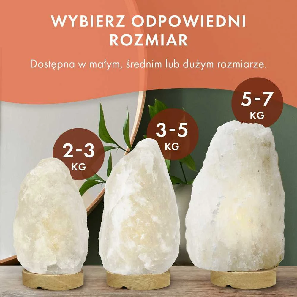 The Body Source Himalajų druskos lempa su reguliuojamu apšvietimu, 2–3kg, balta