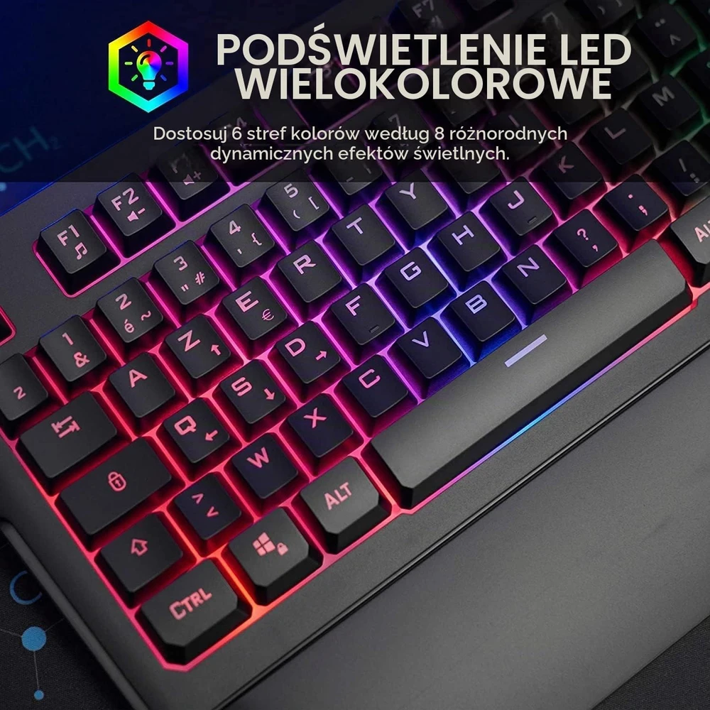 THE G-LAB Keyz Palladium žaidimų klaviatūra su AZERTY išdėstymu, USB, RGB, KEYZ-PALLADIUM/FR