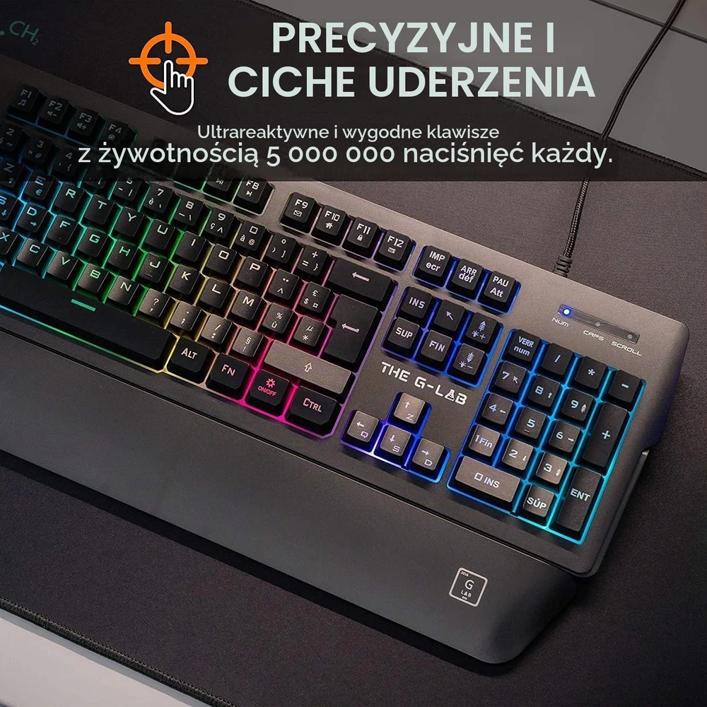 THE G-LAB Keyz Palladium žaidimų klaviatūra su AZERTY išdėstymu, USB, RGB, KEYZ-PALLADIUM/FR