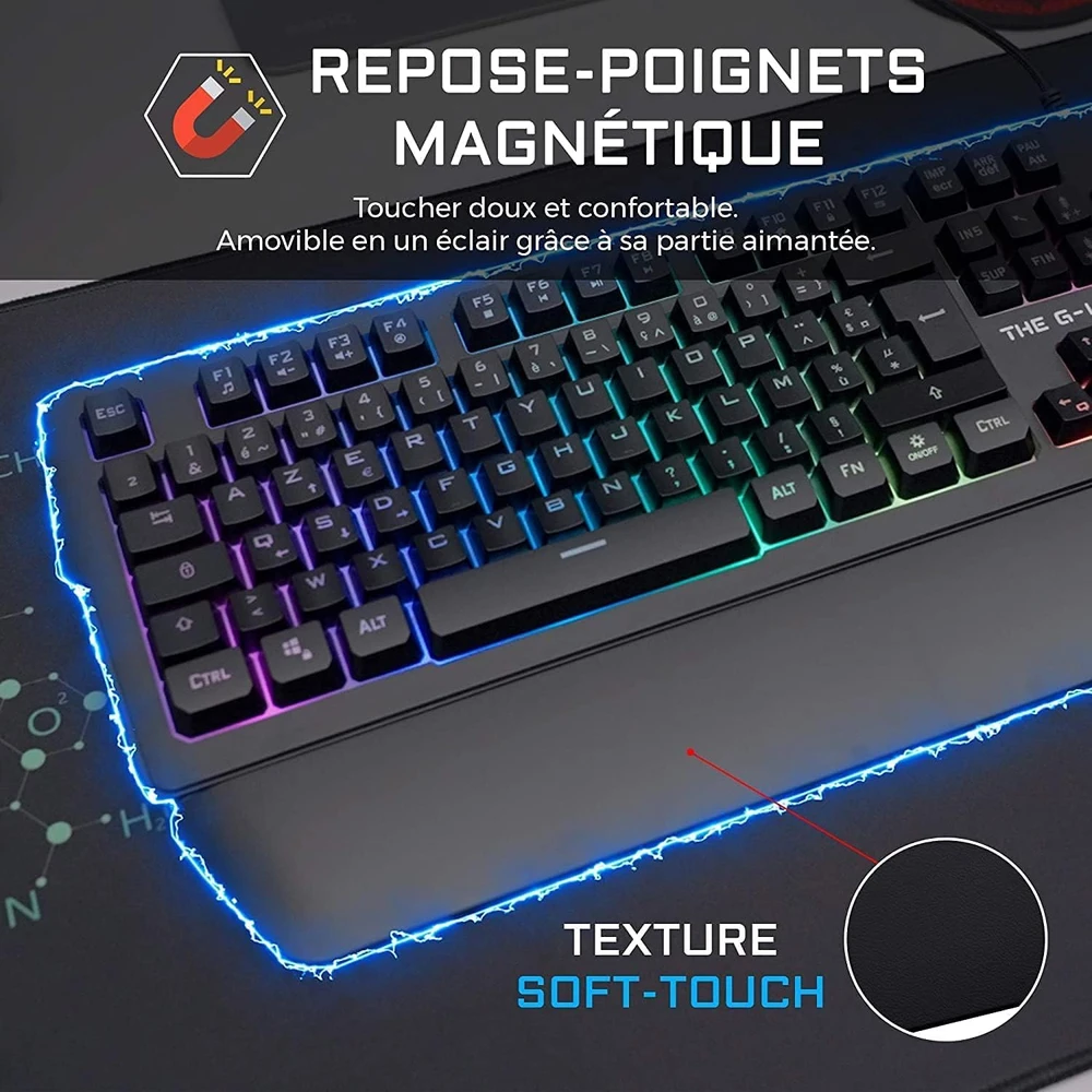 THE G-LAB Keyz Palladium žaidimų klaviatūra su AZERTY išdėstymu, USB, RGB, KEYZ-PALLADIUM/FR