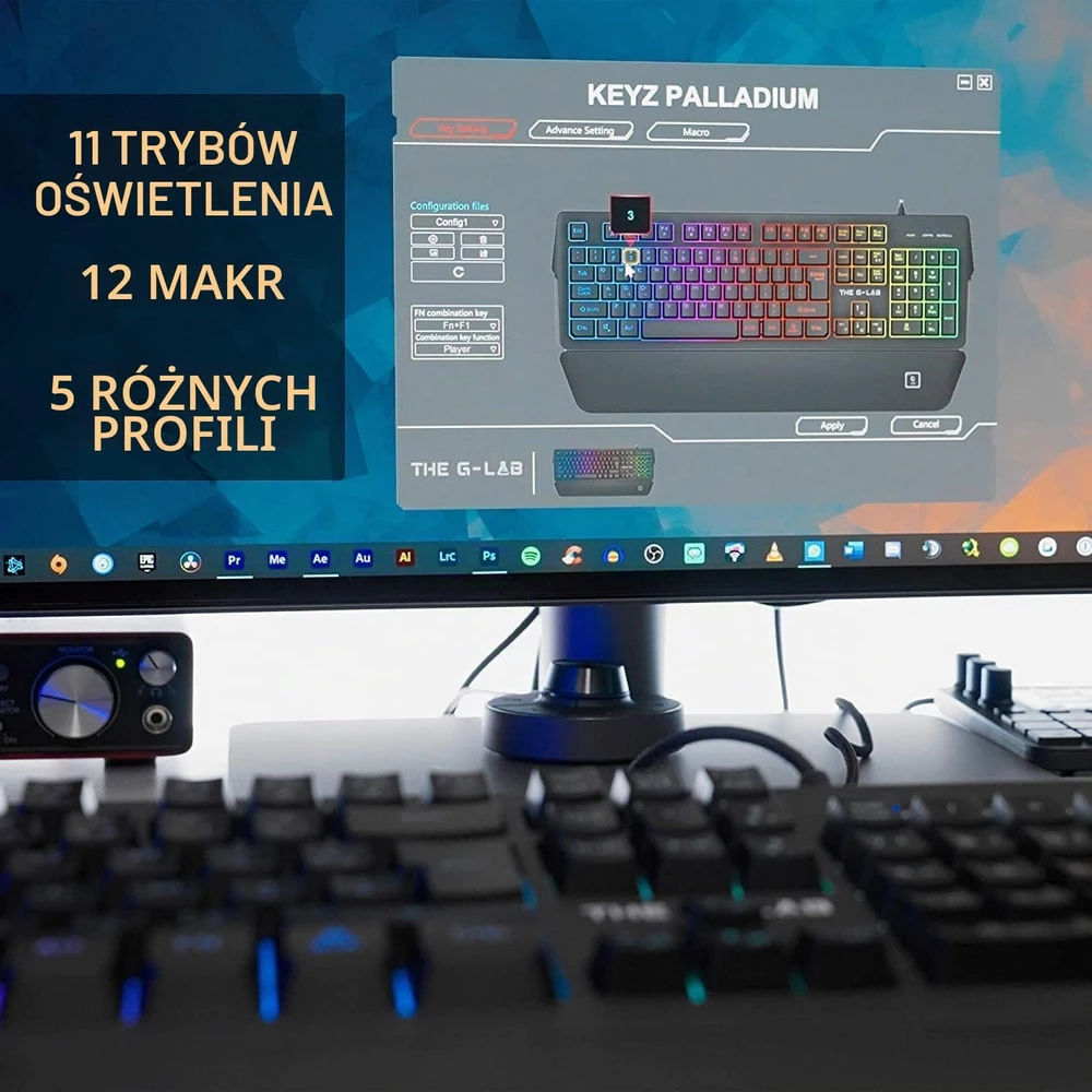 THE G-LAB Keyz Palladium žaidimų klaviatūra su AZERTY išdėstymu, USB, RGB, KEYZ-PALLADIUM/FR