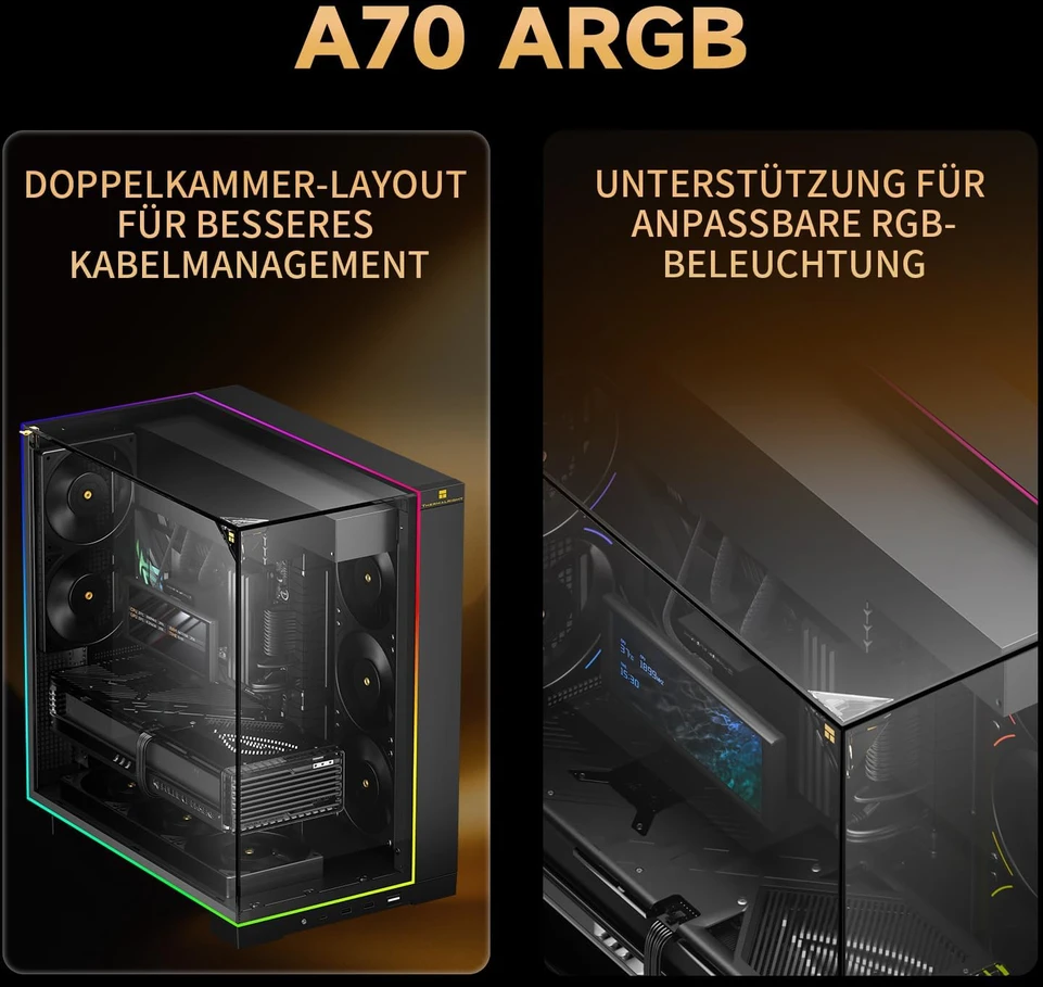 Thermalright A70 ARGB Kompiuterio Korpusas | Juodas