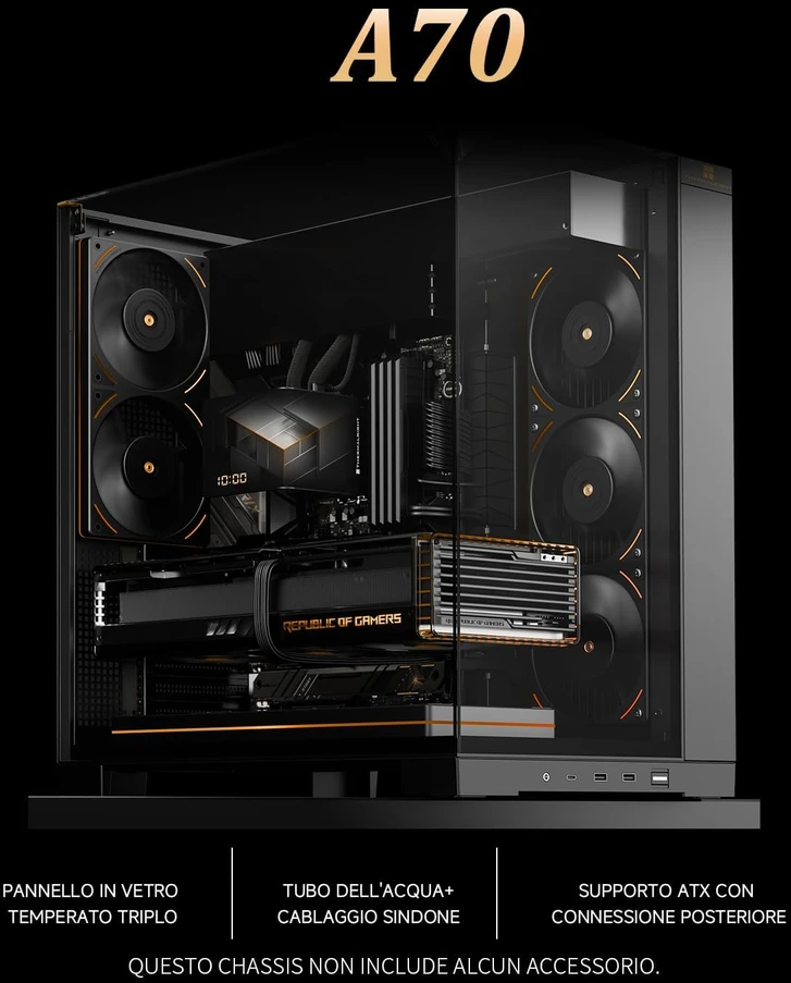 Thermalright ATX kompiuterio korpusas su trijų pusių grūdintu stiklu ir vieta 8 ventiliatoriams, A70