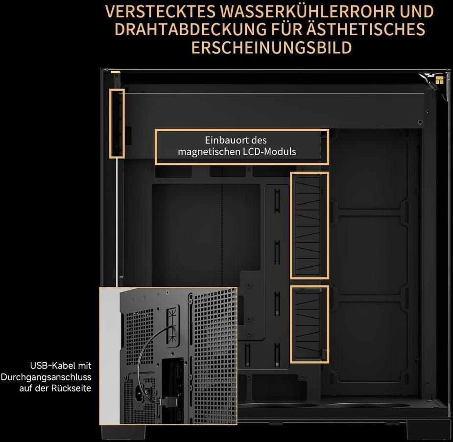 Thermalright ATX kompiuterio korpusas su trijų pusių grūdintu stiklu ir vieta 8 ventiliatoriams, A70
