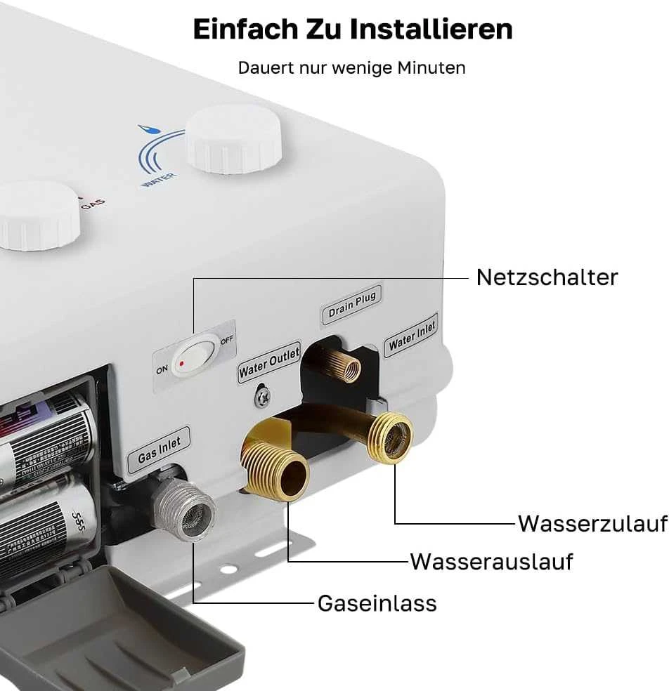 Thermomate dujinis momentinis vandens šildytuvas, 10 kW, pritaikytas propanui, 5 l/min, AZ132-DE