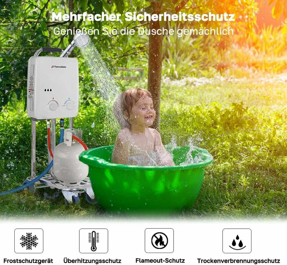 Thermomate dujinis momentinis vandens šildytuvas, 10 kW, pritaikytas propanui, 5 l/min, AZ132-DE