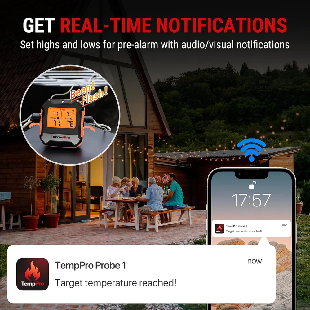 ThermoPro belaidis mėsos termometras Bluetooth 5.0, 2 zondų, temperatūra nuo -10 iki 300°C, TP904