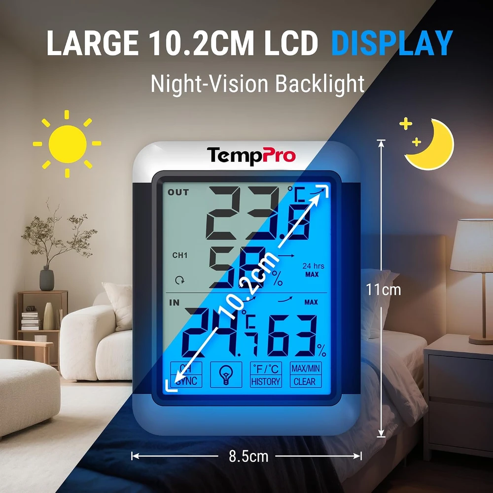 ThermoPro belaidis termohigrometras su išoriniu jutikliu, 150 m, TP-65C