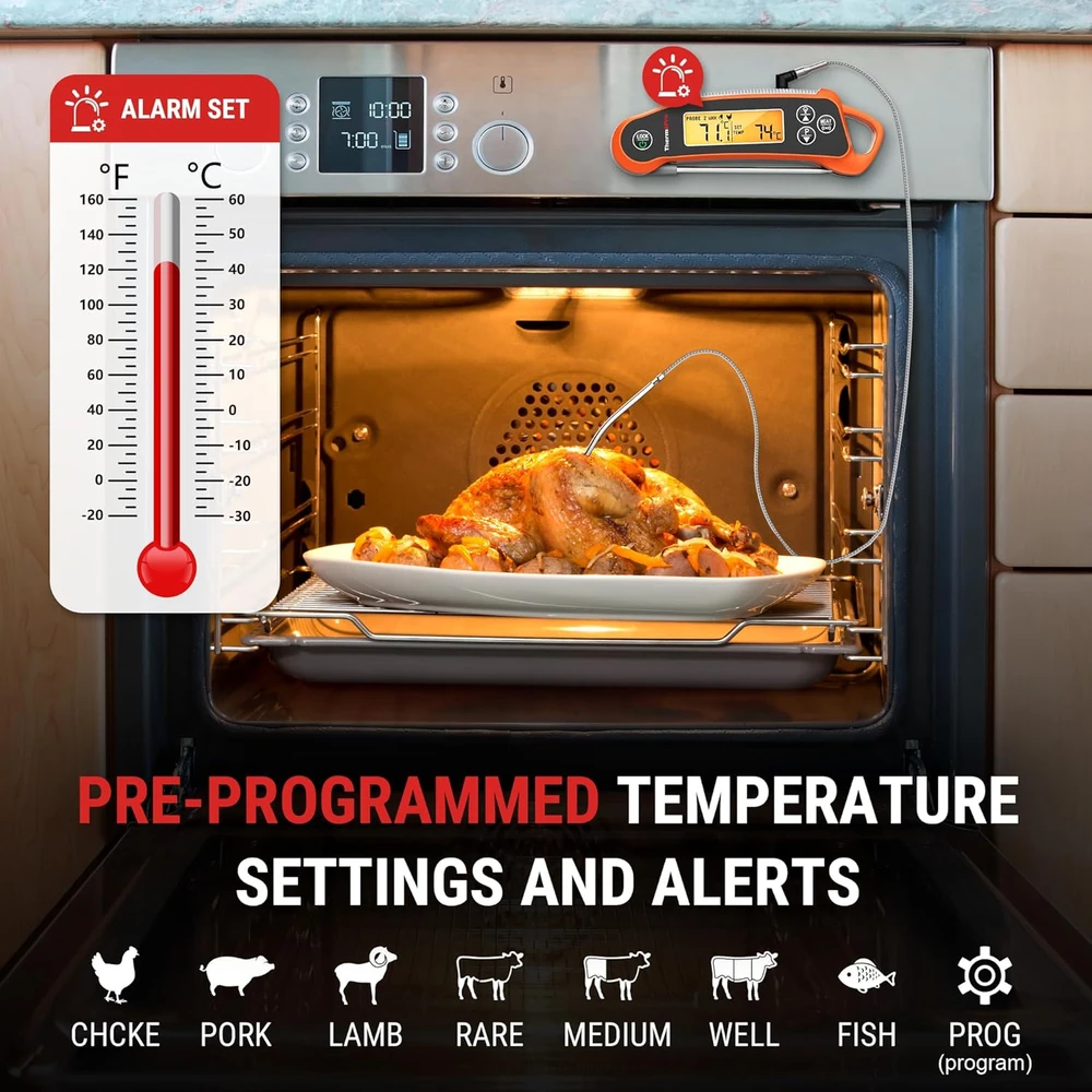 ThermoPro skaitmeninis maisto termometras su dviem zondais, IP65, TP710 modelis