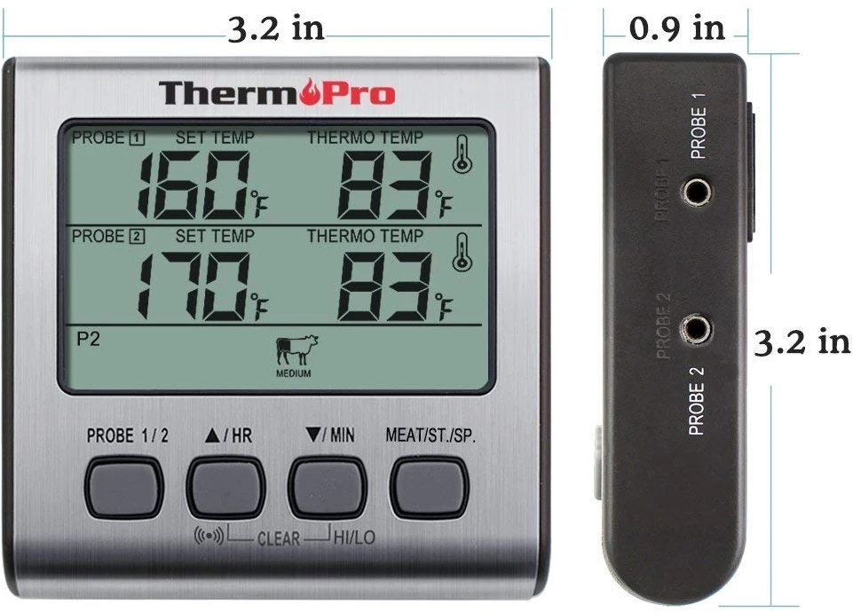 ThermoPro skaitmeninis mėsos termometras su dviem zondais, LCD ekranu, signalizacija, TP17