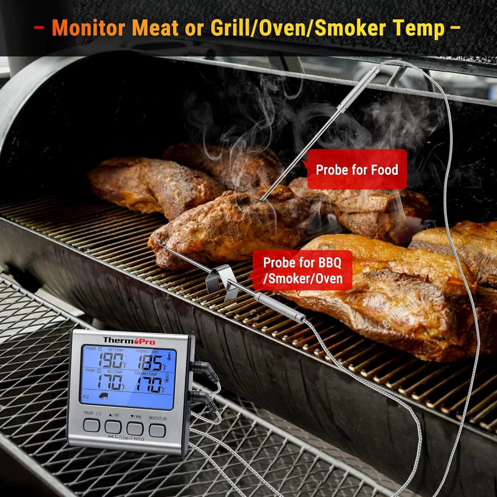 ThermoPro skaitmeninis mėsos termometras su dviem zondais, LCD ekranu, signalizacija, TP17