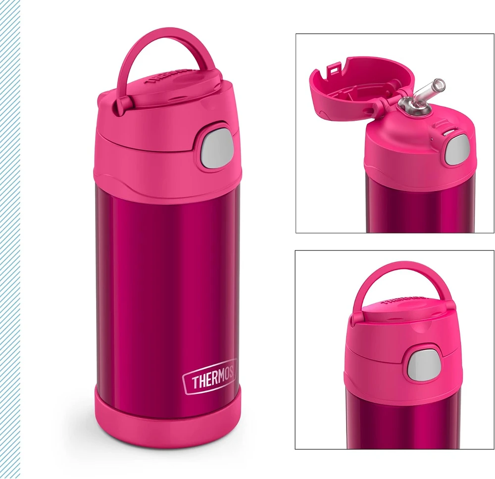 Gertuvė Thermos vaikiškas termosas su šiaudeliu 350 ml, šaltį išlaikantis 12 val., FUNTAINER STRAW BOTTLE 0,35 l