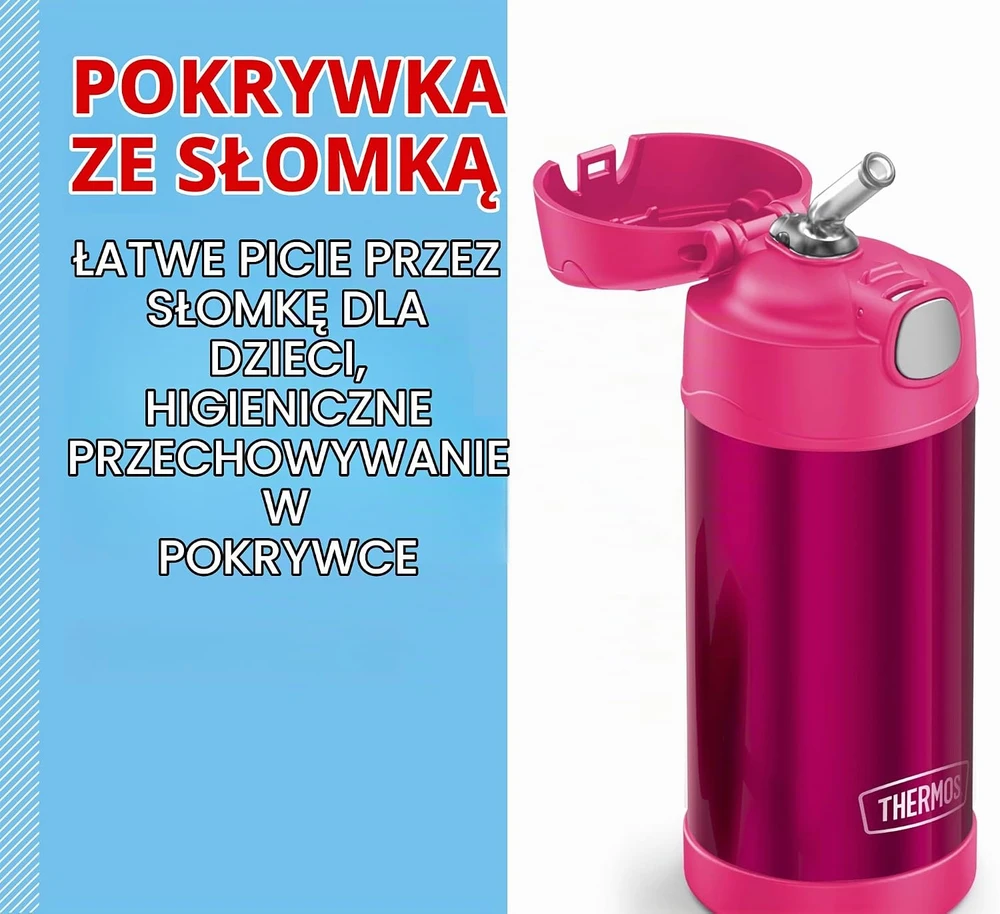 Gertuvė Thermos vaikiškas termosas su šiaudeliu 350 ml, šaltį išlaikantis 12 val., FUNTAINER STRAW BOTTLE 0,35 l