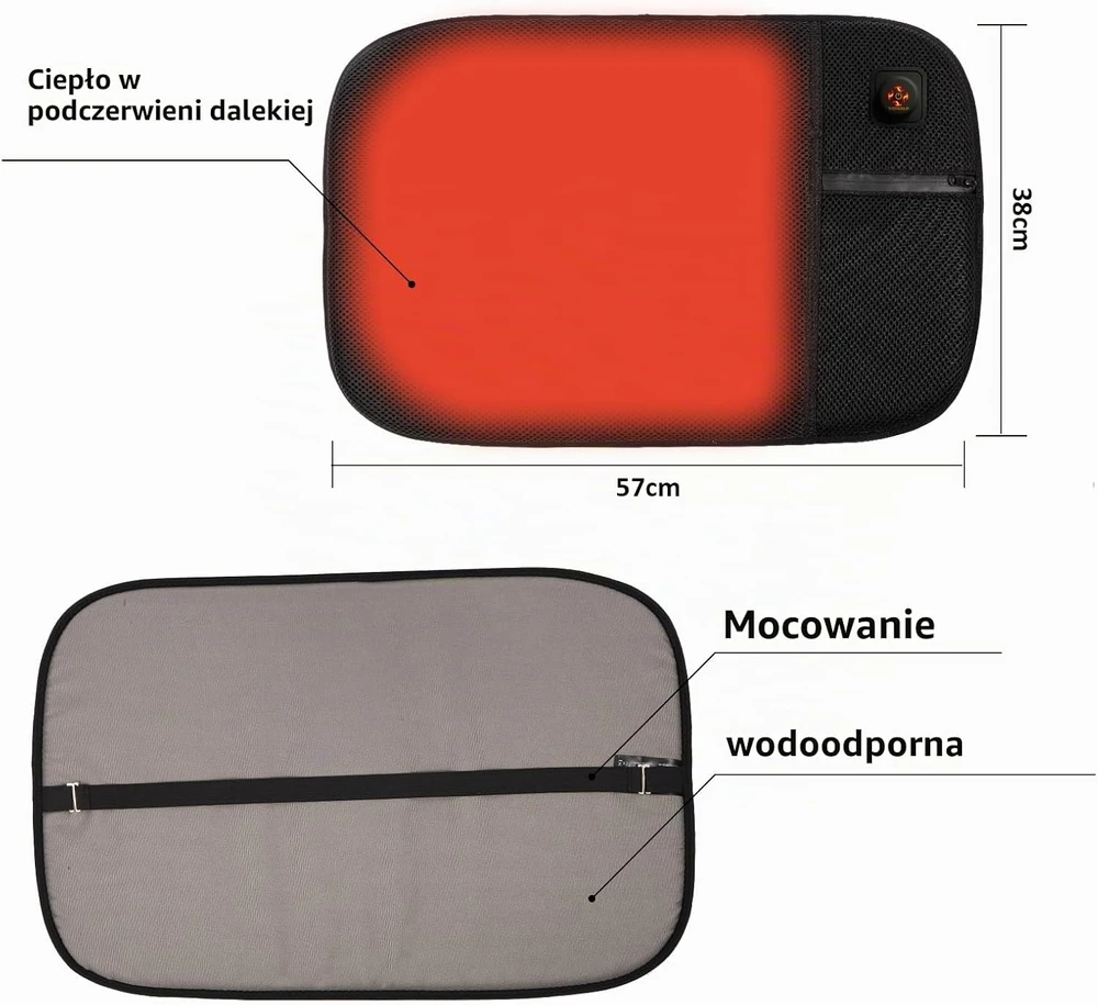 Thermrup šildoma sėdimoji pagalvėlė su USB, 10 W, 3 temperatūros lygiai, HS613