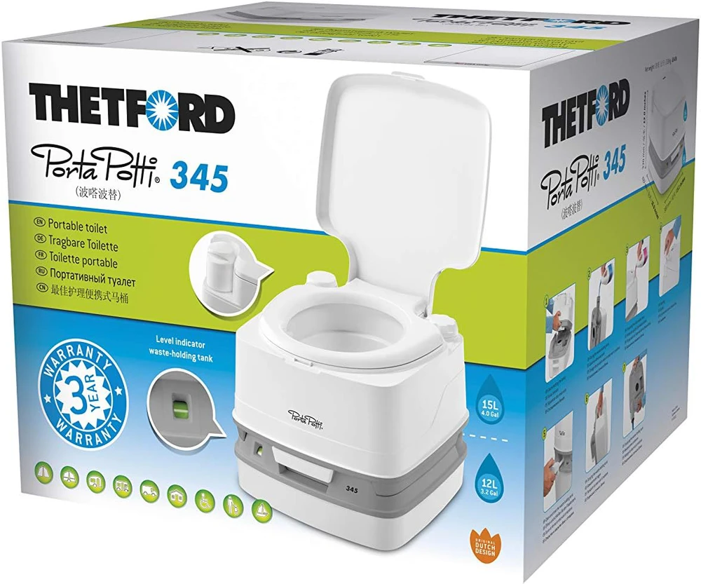 Thetford nešiojama tualeto sistema Porta Potti 345, plastikas, 15 l, 42,7 x 38,3 x 33 cm