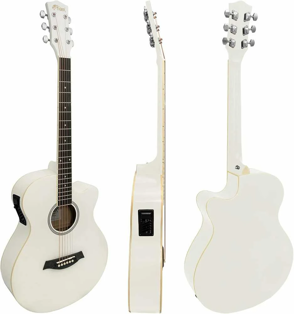 Tiger Akustinė elektrinė gitara, balta
