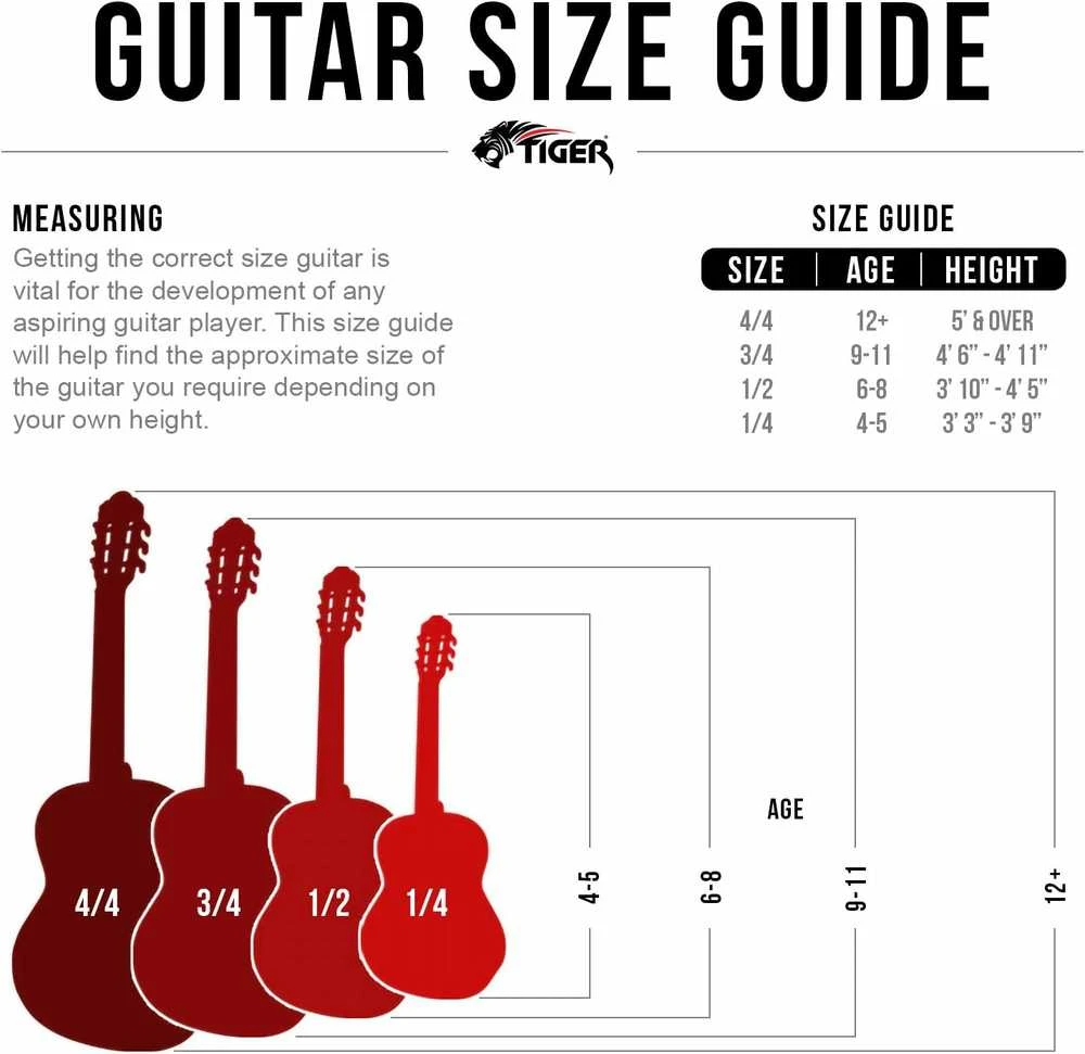 Tiger Beginner 1/2 dydžio klasikinė gitara, mėlyna