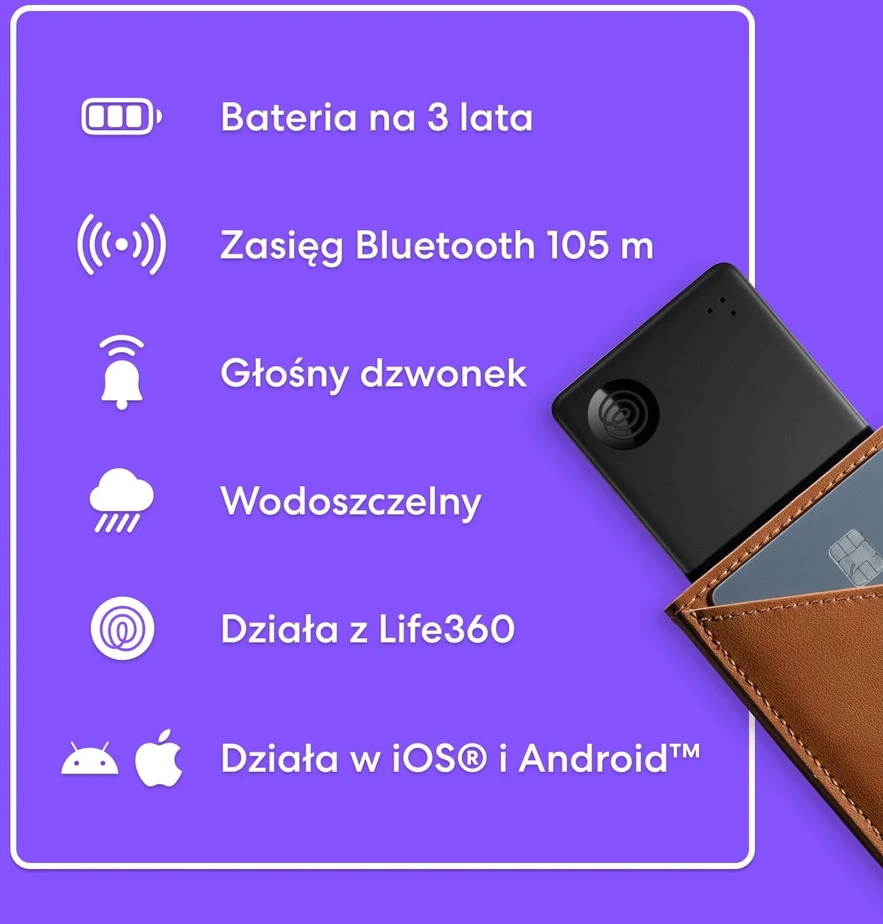 Tile Slim Bluetooth vietos nustatymo žymeklis su Life360, IP68, 105 m veikimo nuotoliu, T2101N