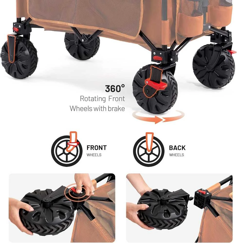 TIMBER RIDGE sulankstomas transportavimo vežimėlis su dideliais ratais, 100 kg maksimali apkrova, EU-TR-21727