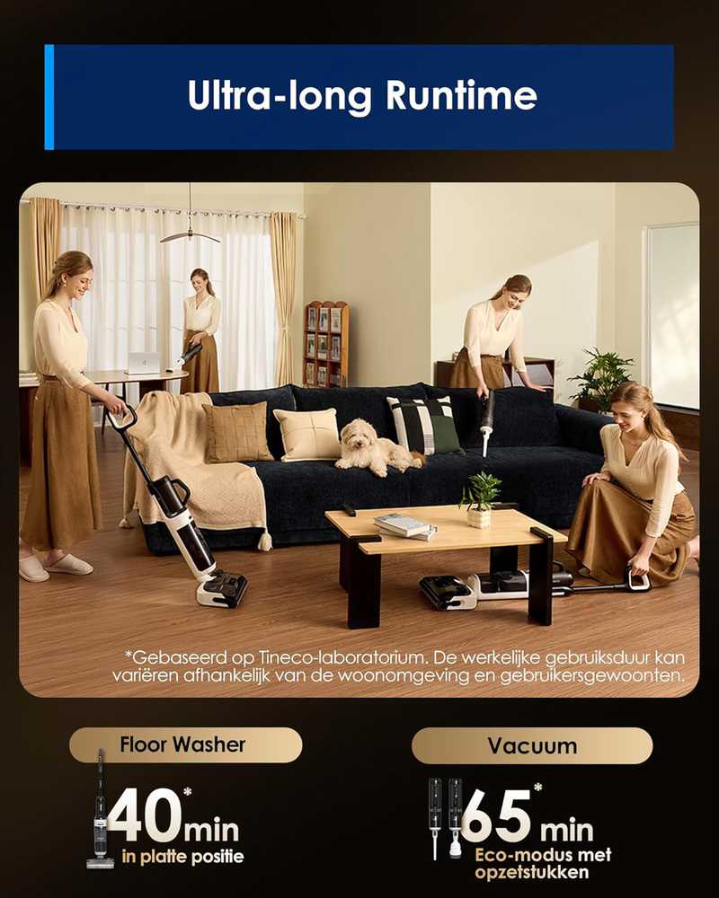 Tineco belaidis dulkių siurblys-plovėjas 2-in-1, 20 kPa, 800 ml, Floor One Switch S6 Stretch Breeze