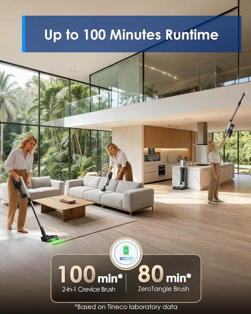 Tineco belaidis dulkių siurblys su savaiminio valymo stotele, 200AW, 2,5 l talpa, Station 5 PRO