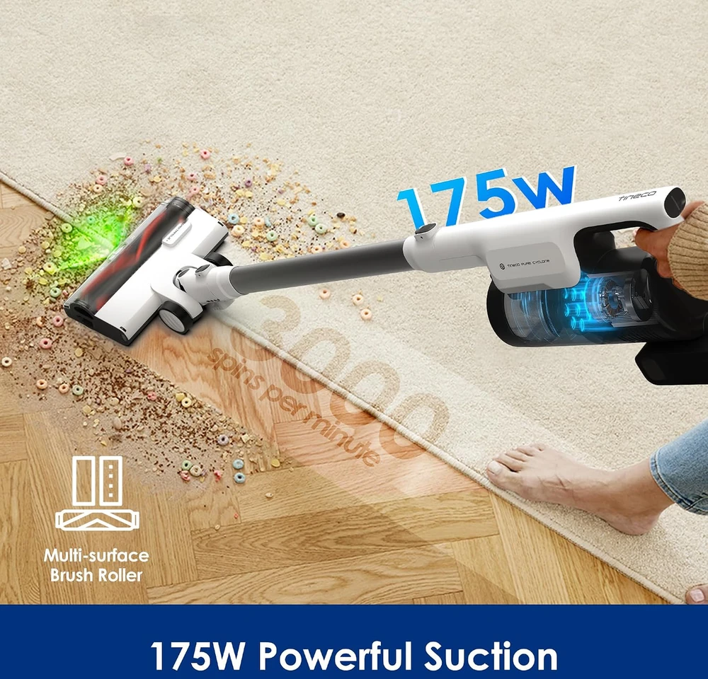 Tineco belaidis dulkių siurblys su savaiminio išvalymo stotele, HEPA filtru, 450 W, Pure ONE Station 5 Plus