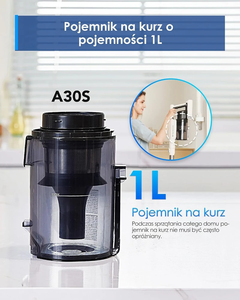 Tineco belaidis vertikalus dulkių siurblys A30S, 160 W, 60 min., 1 l