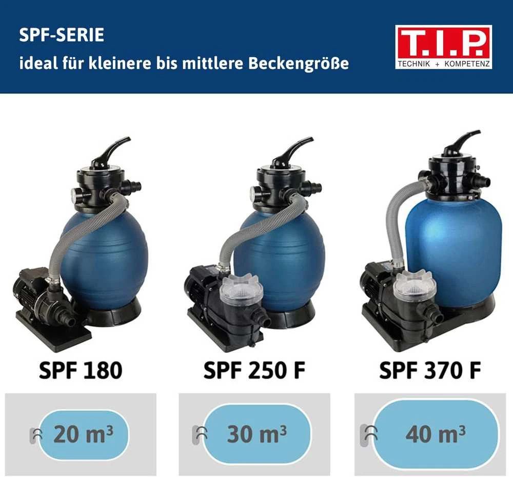 T.I.P. baseino smėlio filtro rinkinys SPF 180, 4500 l/h našumas, 240 V, 30307