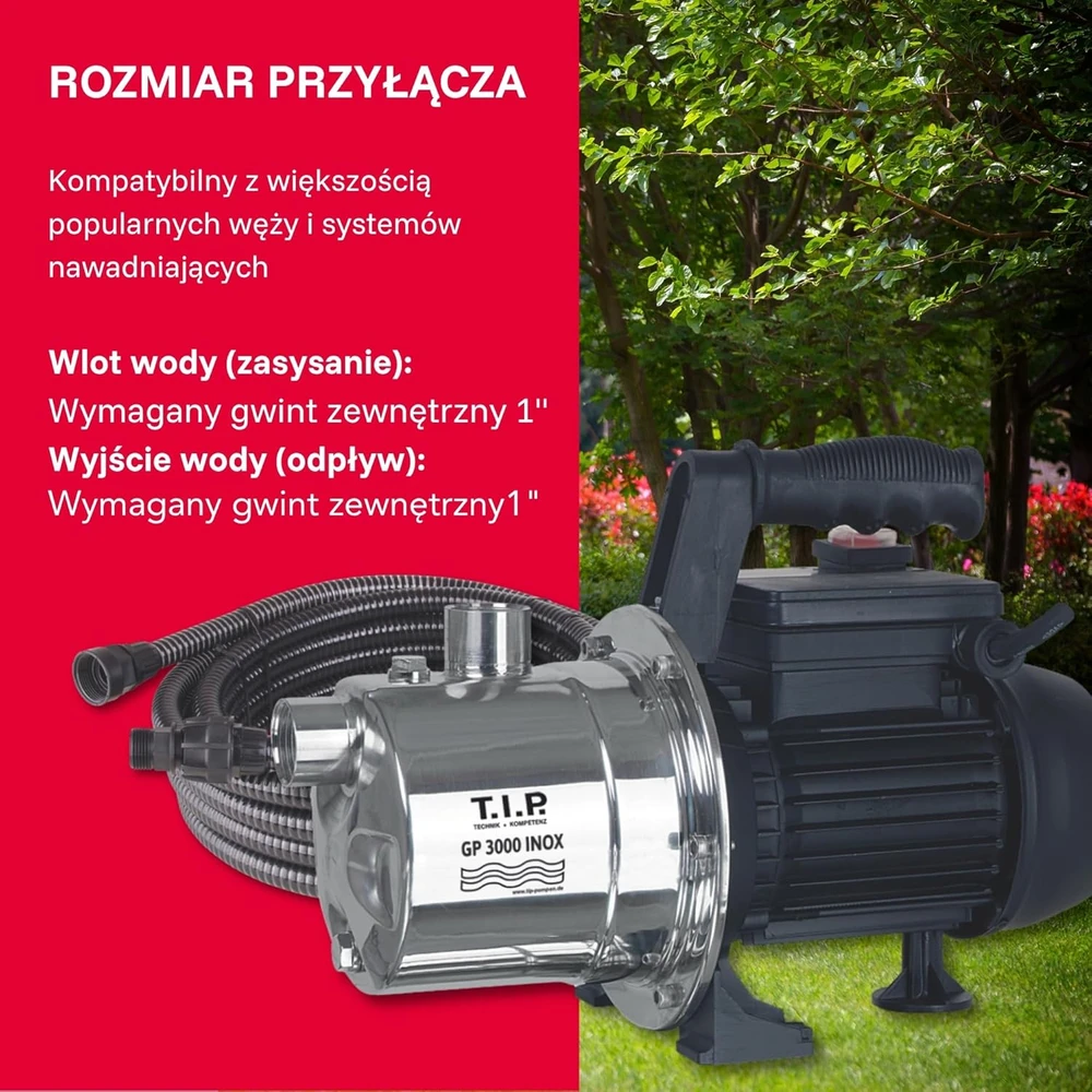 T.I.P. sodo vandens siurblys nerūdijančio plieno korpusu, 550 W, 2950 l/h, GP 3000 INOX