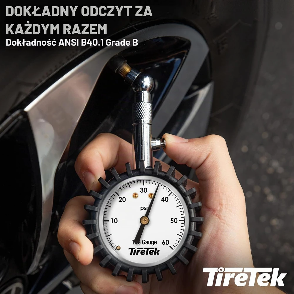 TIRETEK padangų slėgio manometras 0–60 PSI, 5 cm ciferblatas, TT-GS06-QBR2