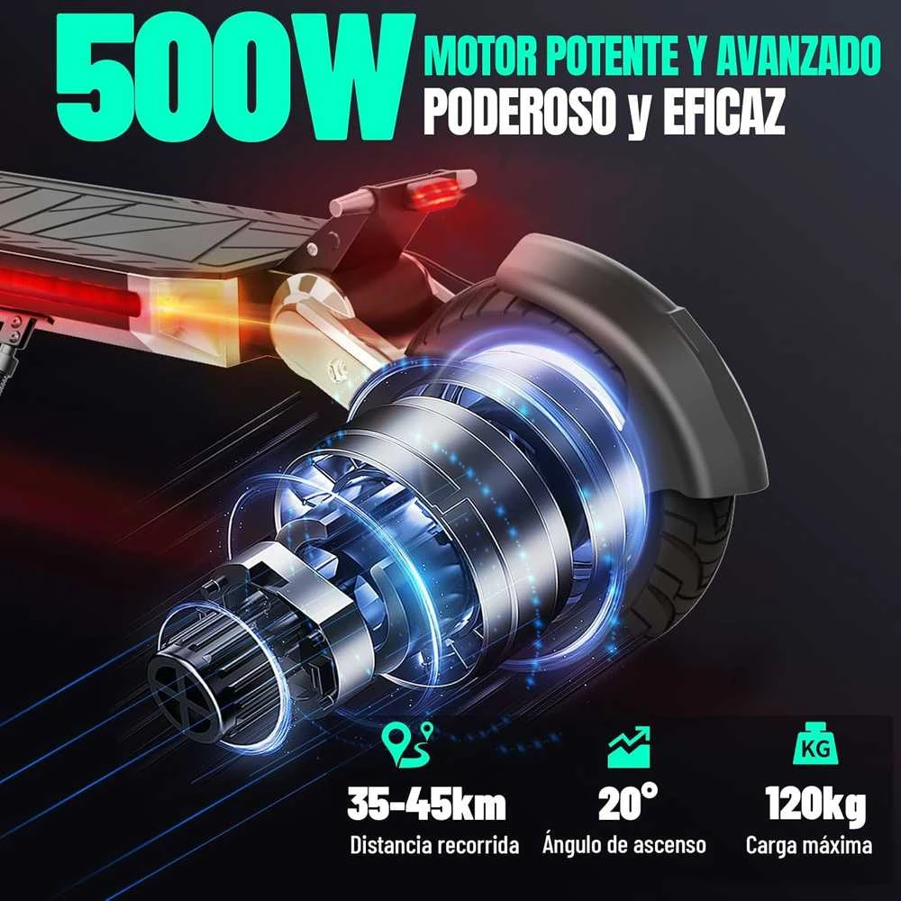 TODIMART elektrinis paspirtukas, 48 V 10,4 Ah baterija, 800 W variklis, 10 colių ratai, sulankstomas, juodas/oranžinis
