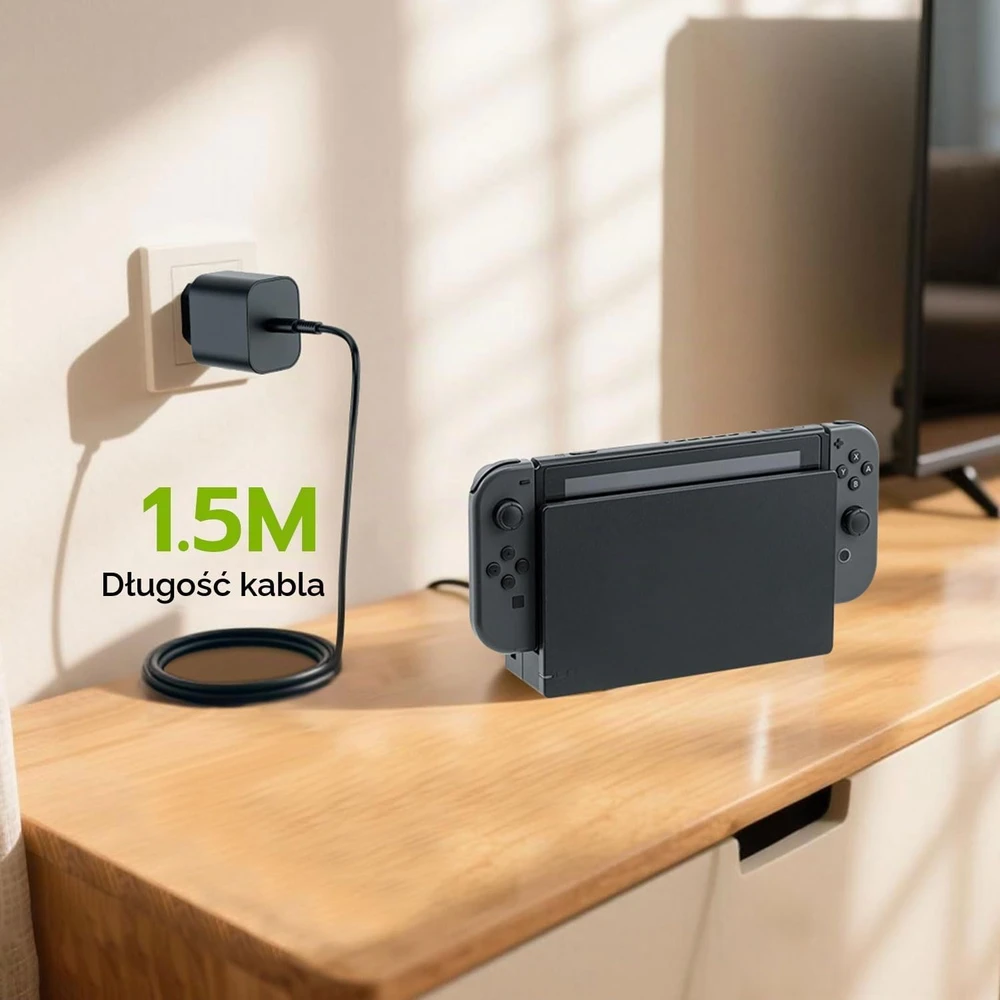 Tolesum tinklo įkroviklis Nintendo Switch 2/OLED/Lite, 60 W USB-C, 1.5 m